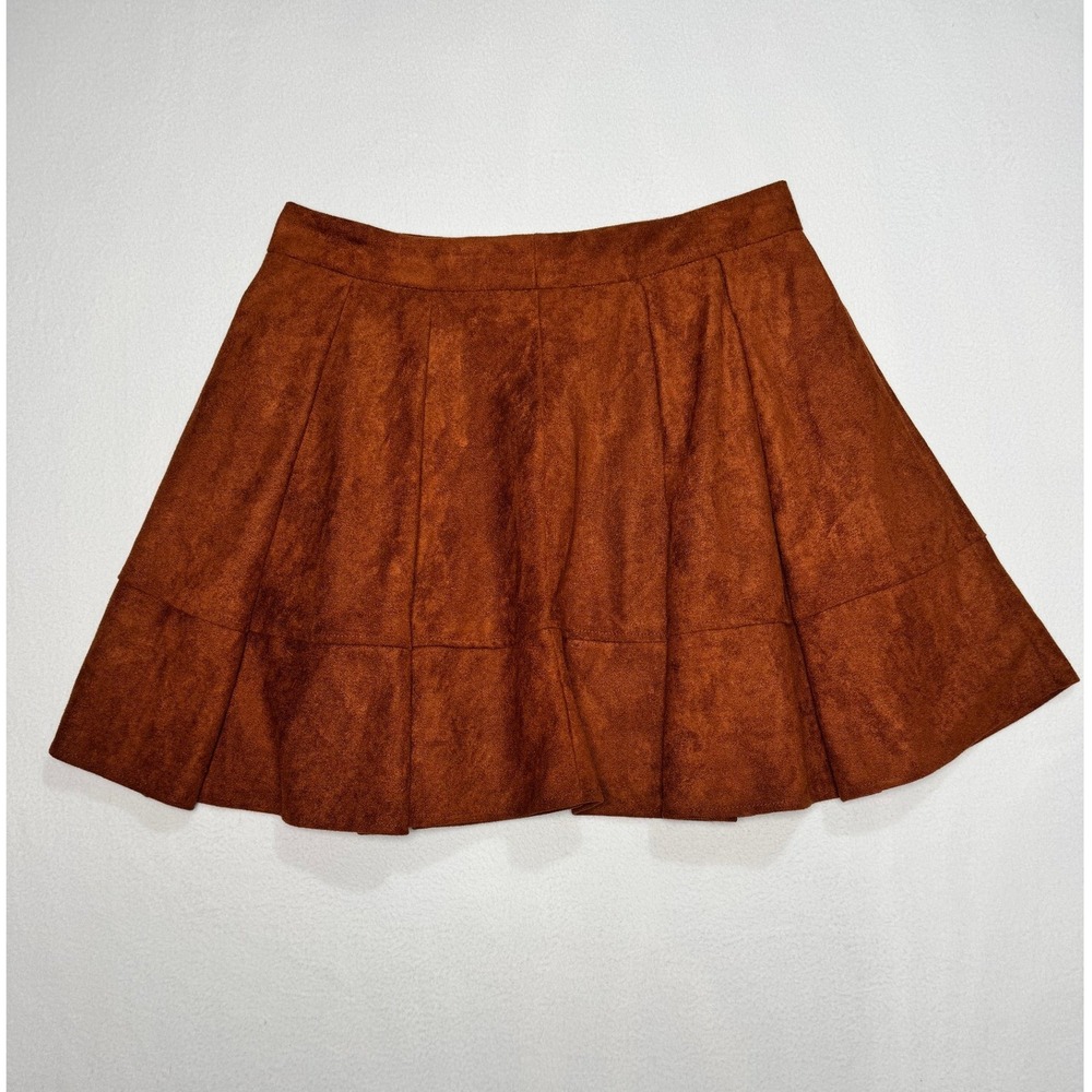 SHEIN Suedette Skater Skirt Brown Women's Medium